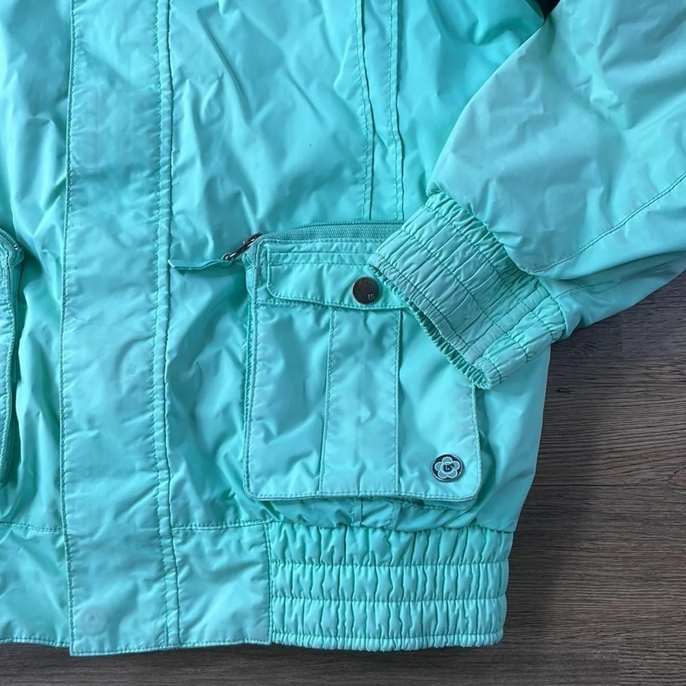 Billabong Girls Mint Green Mid Weight Hooded Windbreaker Jacket, size XL